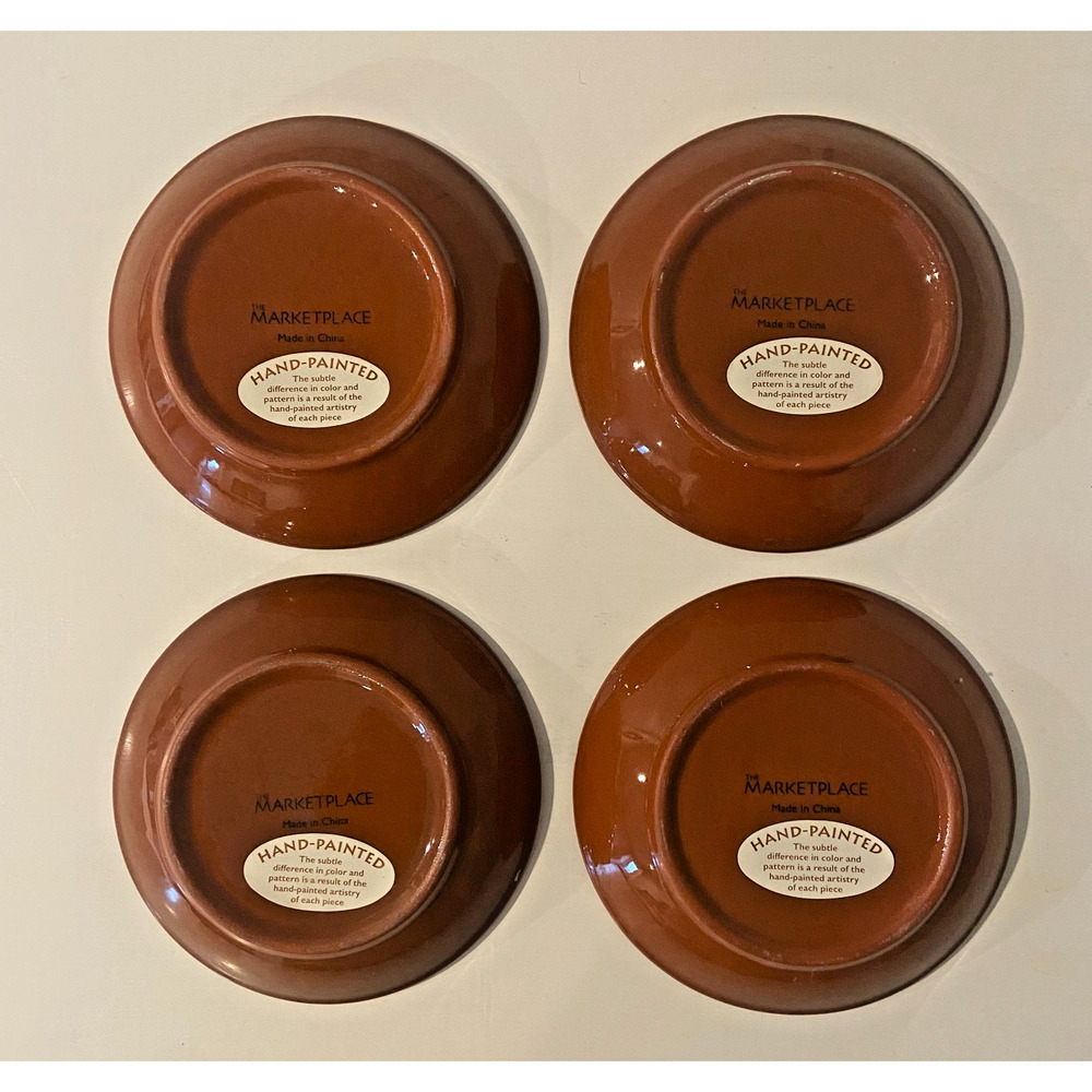 Gold Marketplace Hand Painted Ceramic Fruit Plates, Set of 4, 4.5" Diameter - Picture 2 of 4